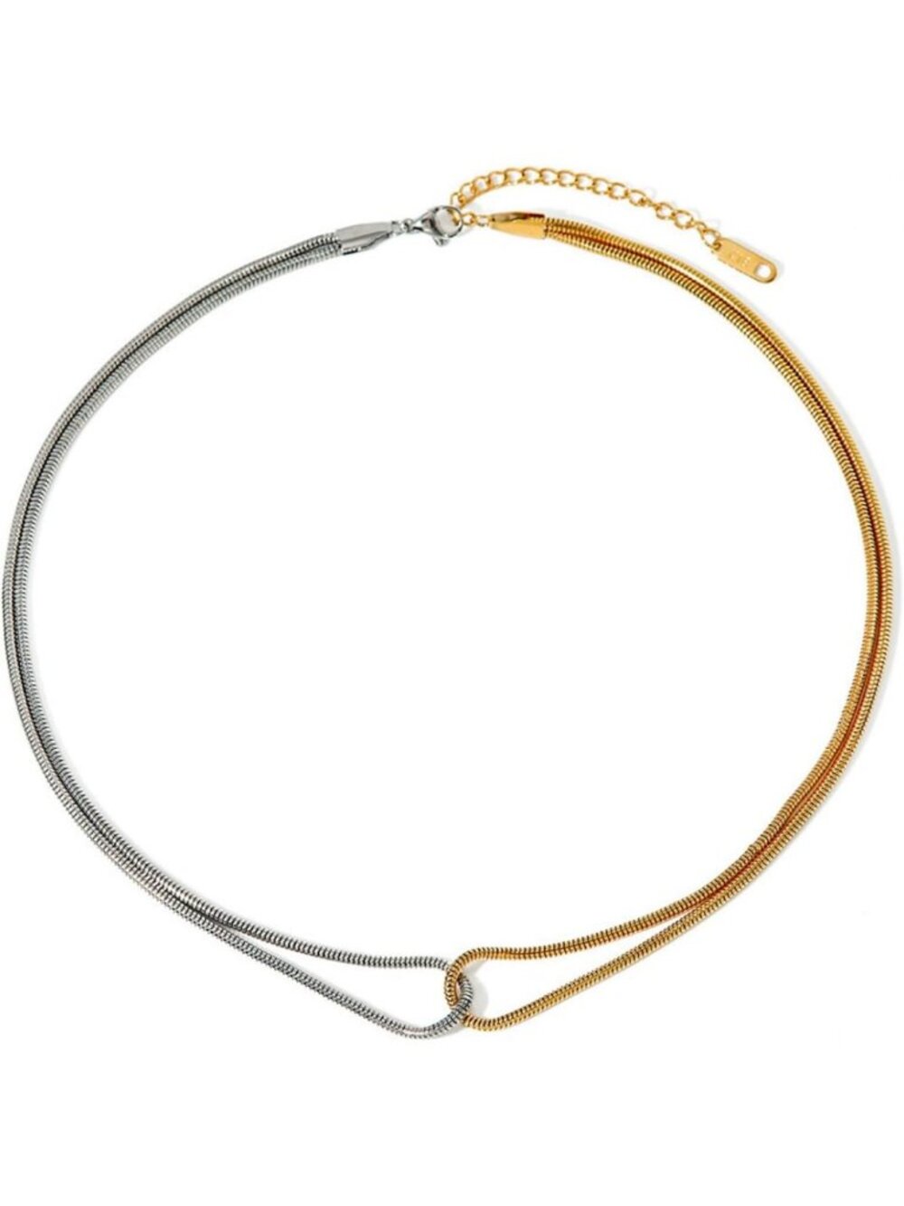 Non-Tarnish Two-Tone Snake Chain Twisted Link Necklace for Women - Stylish